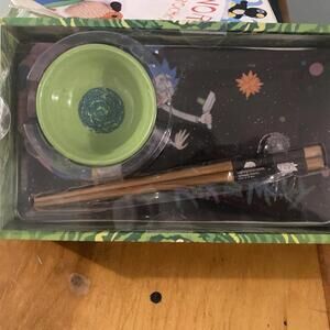 Silver Buffalo Rick & Morty Ceramic Sushi Plate Set NIB Adult Swim Gift